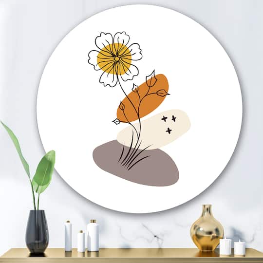 Designart - Abstract Flowers On Minimal Shapes I